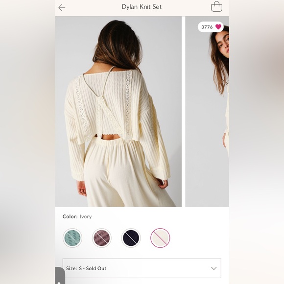 NWOT Dylan knit set free people in ivory size small - Picture 2 of 8